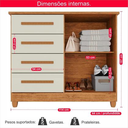 Imagem de Cômoda 2 Portas 4 Gavetas Madri Plus Com Sapateira - Tudo de Móveis