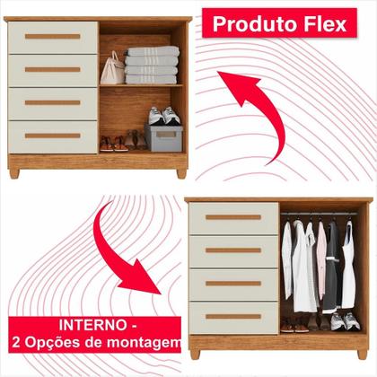 Imagem de Cômoda 2 Portas 4 Gavetas Madri Plus Com Sapateira - Tudo de Móveis