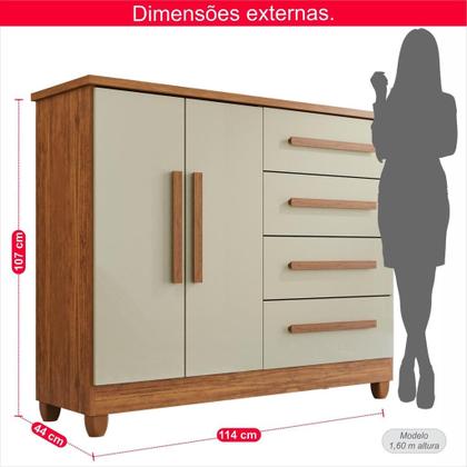 Imagem de Cômoda 2 Portas 4 Gavetas Madri Plus Com Sapateira - Tudo de Móveis