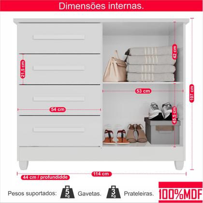 Imagem de Cômoda 2 Portas 4 Gavetas Madri Plus Com Sapateira - Tudo de Móveis