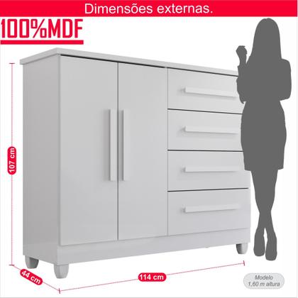Imagem de Cômoda 2 Portas 4 Gavetas Madri Plus Com Sapateira - Tudo de Móveis