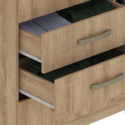 Imagem de Cômoda 2 Portas 5 Gavetas com Cabideiro e Pés Chicago