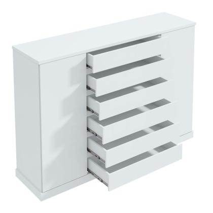 Imagem de Cômoda 2 Portas 7 Gavetas com Chave e Prateleiras Vedra Branco