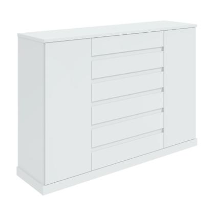 Imagem de Cômoda 2 Portas 7 Gavetas com Chave e Prateleiras Vedra Branco