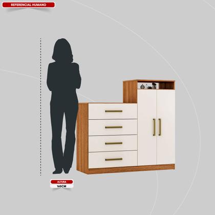 Imagem de Cômoda 2 Portas e 4 Gavetas Áurea com Pés Amendola/Off White - Demóbile