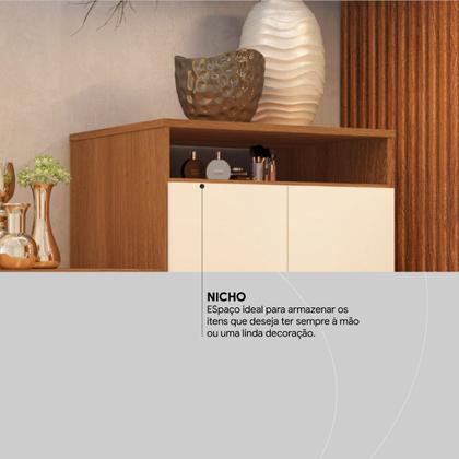 Imagem de Cômoda 2 Portas e 4 Gavetas Áurea com Pés Amendola/Off White - Demóbile