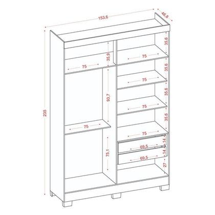 Imagem de Cômoda 2014148 e Guarda Roupa Solteiro 2030240 Atacama Grafite - Aramóveis