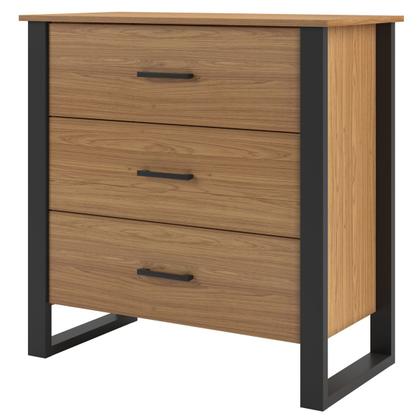 Imagem de Cômoda 3 Gavetas 100% Mdf Freijo/Preto Fosco F38  Dalla Costa