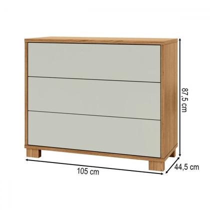 Imagem de Cômoda 3 Gavetas 100% Mdf Tw54 Freijó/Off White - Pradel