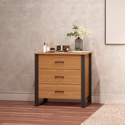 Imagem de Cômoda 3 Gavetas Industrial Freijó/Preto - Dalla Costa