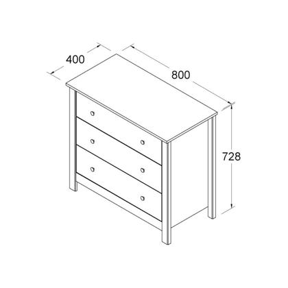 Imagem de Cômoda 3 Gavetas Preta 76x40x73 cm Ditália