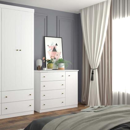 Imagem de Cômoda 4 Gavetas 1 Porta Americano Henn - Branco Fosco