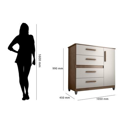 Imagem de Cômoda 4 Gavetas 105cm X 99cm New Julia Canela/ Off White