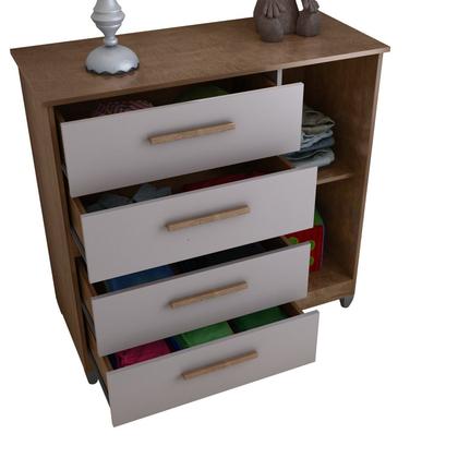 Imagem de Cômoda 4 Gavetas 105cm X 99cm New Julia Canela/ Off White