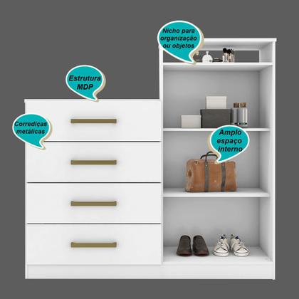 Imagem de Cômoda 4 Gavetas 2 Portas 1 Nicho Aurea