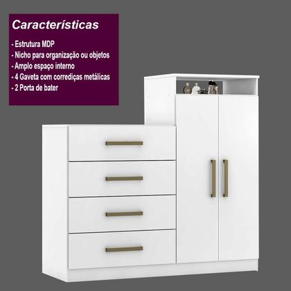 Imagem de Cômoda 4 Gavetas 2 Portas 1 Nicho Aurea