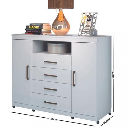 Imagem de Cômoda 4 Gavetas 2 Portas com Rodizio Havana Master Santos Andira