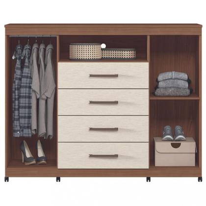 Imagem de Cômoda 4 Gavetas 2 Portas com Rodizio Havana Master Santos Andira
