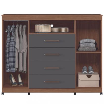 Imagem de Cômoda 4 Gavetas 2 Portas com Rodizio Havana Master Santos Andira
