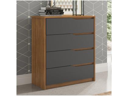 Imagem de Cômoda 4 Gavetas Átria Amêndola Touch Grafito D4010 Demartêz