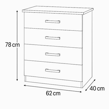 Imagem de Cômoda 4 Gavetas Branca Alta Quarto Multiuso Infantil Solteiro Casal MDP Moderna Compacta Decorativa