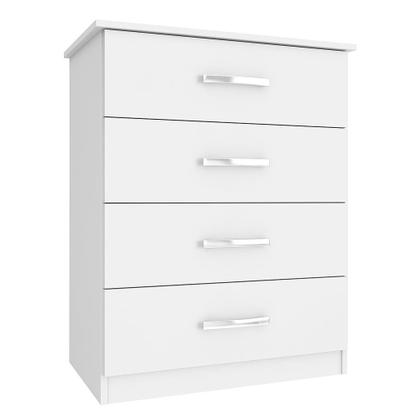 Imagem de Cômoda 4 Gavetas Branca Alta Quarto Multiuso Infantil Solteiro Casal MDP Moderna Compacta Decorativa