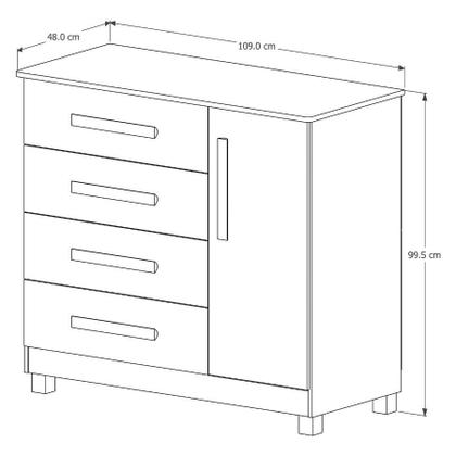 Imagem de Cômoda 4 Gavetas com Sapateira 100% MDF Várias Cores Grécia