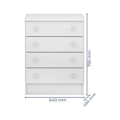 Imagem de Cômoda 4 Gavetas Doce Sonho Branco/Branco - Qmovi