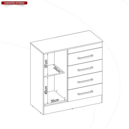 Imagem de Cômoda 4 Gavetas Montevidéu