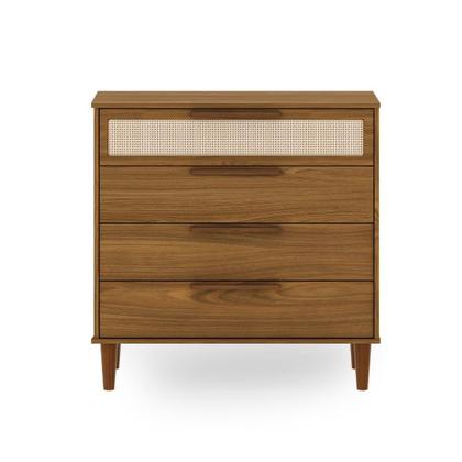 Imagem de Cômoda 4 gavetas Quater Linha Paglia Nogueira com Palhinha Natural