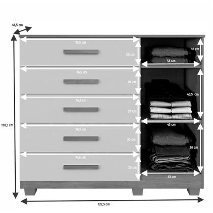Imagem de Cômoda 5 Gavetas 1 Porta 122cm Paris - Benetil