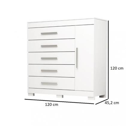 Imagem de Cômoda 5 Gavetas 1 Porta Com Sapateira Rayane ACP