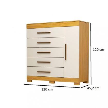 Imagem de Cômoda 5 Gavetas 1 Porta Com Sapateira Rayane ACP