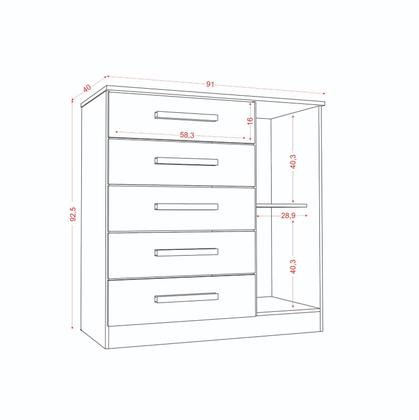 Imagem de Cômoda 5 Gavetas 1 Porta Milão Branco - Aramóveis