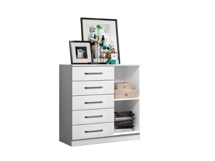Imagem de Cômoda 5 Gavetas 1 Porta Milão Branco - Aramóveis