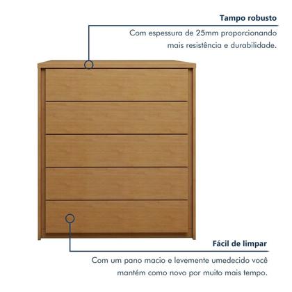Imagem de Cômoda 5 Gavetas 100% em Mdf Unique
