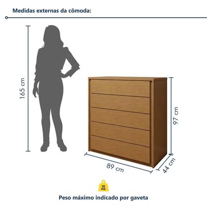 Imagem de Cômoda 5 Gavetas 100% em Mdf Unique