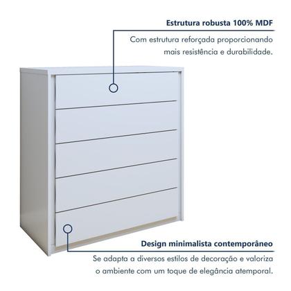 Imagem de Cômoda 5 Gavetas 100% em Mdf Unique