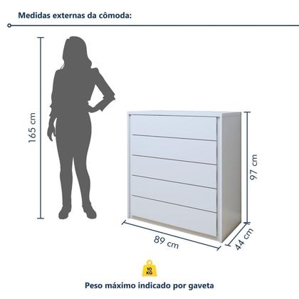 Imagem de Cômoda 5 Gavetas 100% em Mdf Unique