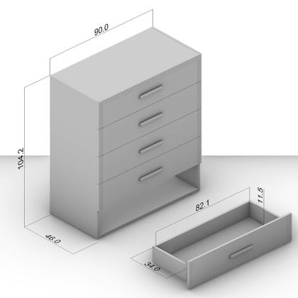 Imagem de Cômoda 5 Gavetas 104,2cm 46cm 90cm Valência
