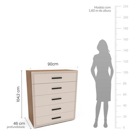 Imagem de Cômoda 5 Gavetas 104,2cm 46cm 90cm Valência