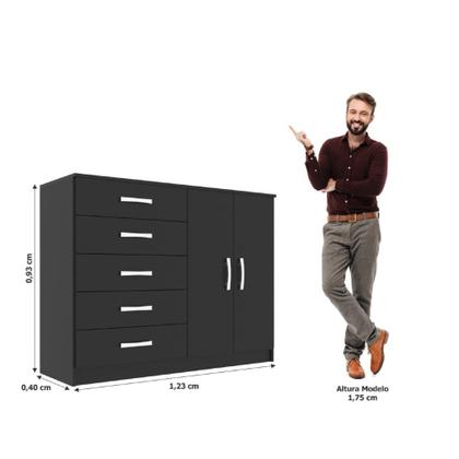 Imagem de Cômoda 5 Gavetas 2 Portas CP25 Evidência Móveis