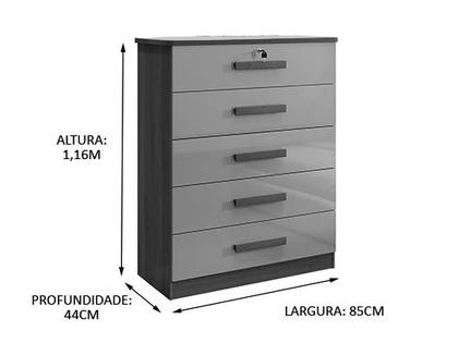 Cômoda 5 Gavetas Classic Organize - Alpoim Imagem de Cômoda 5 Gavetas Classic Organize