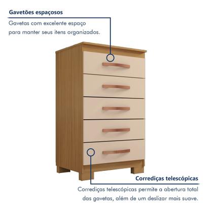 Imagem de Cômoda 5 Gavetas Itapema