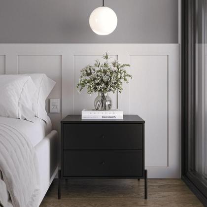 Imagem de Cômoda 6 Gaveta e Mesa Cabeceira 2 Gaveta Jasper Preto Fosco