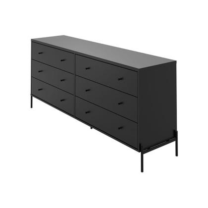 Imagem de Cômoda 6 Gaveta e Mesa Cabeceira 2 Gaveta Jasper Preto Fosco