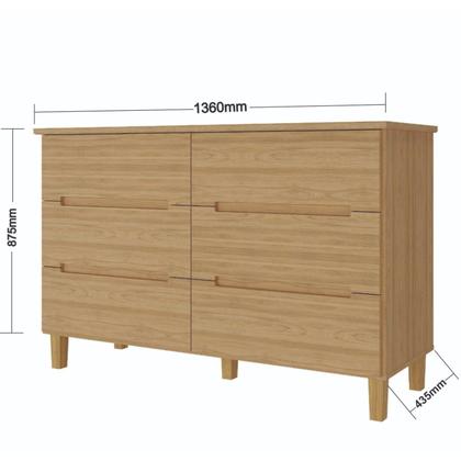 Imagem de Cômoda 6 Gavetas 100% MDF Logan