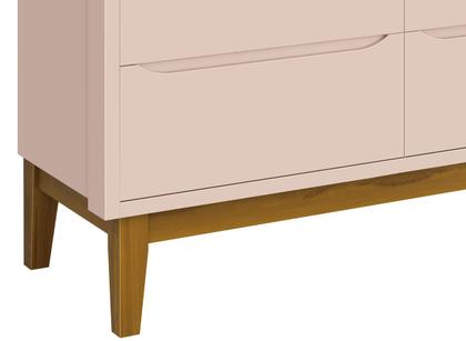 Imagem de Cômoda 6 Gavetas Classic New Rosa Fosco com Madeira - MoveisAqui