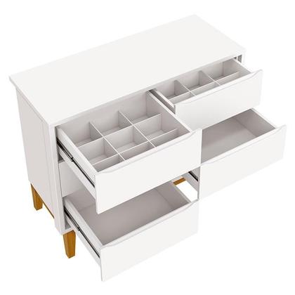Imagem de Cômoda 6 Gavetas e Guarda Roupa 2 Portas New Classic Branco com Pés Madeira - Reller