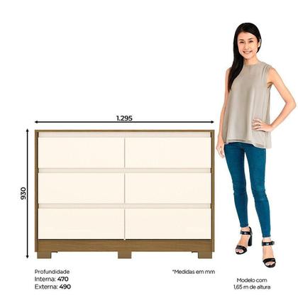 Imagem de Cômoda 6 Gavetas Layla Casa 812 Nature Com Off White